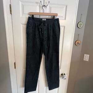 Linksoul Blue Grey Corduroy Drawstring Flat Front Pants